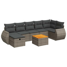 8-delige Loungeset met kussens poly rattan grijs