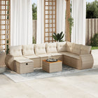 9-delige Loungeset met kussens poly rattan beige