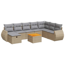 9-delige Loungeset met kussens poly rattan beige
