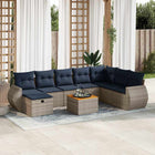 9-piece Loungeset with cushions poly rattan grey