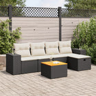 6-piece Lounge Set with Cushions Poly Rattan Black