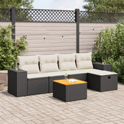 Loungeset 6-delig poly rattan zwart