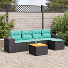 Loungeset 6-delig poly rattan zwart