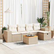 Loungeset 6-delig poly rattan beige