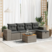 Loungeset poly rattan grijs 6-delig