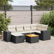 Loungeset 7-delig poly rattan zwart
