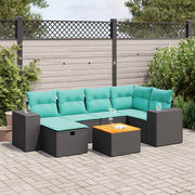 Loungeset 7-delig poly rattan zwart