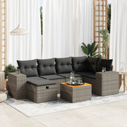 Loungeset 7-delig poly rattan grijs