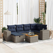Loungeset 7-delig poly rattan grijs