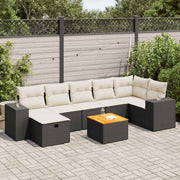 Loungeset 8-delig poly rattan zwart
