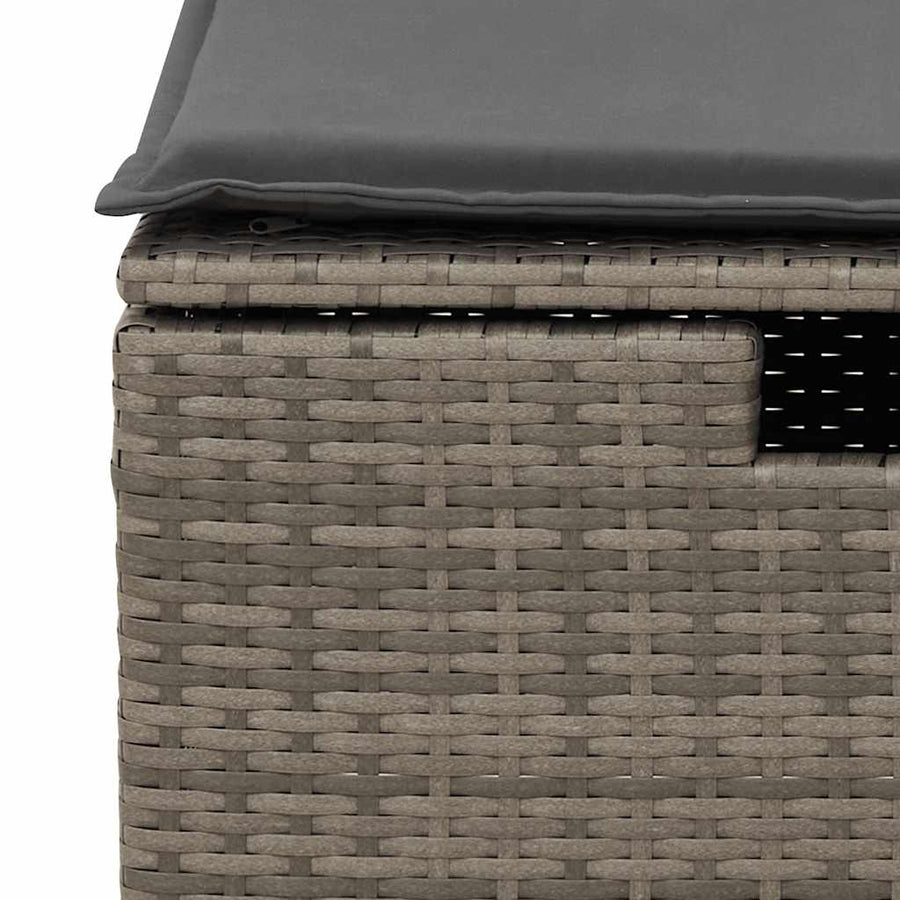 8-delige Loungeset met kussens poly rattan grijs