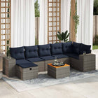 8-piece Lounge Set with Cushions Poly Rattan Grey
