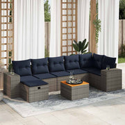 8-piece Lounge Set with Cushions Poly Rattan Grey