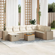 Loungeset 9-delig poly rattan beige