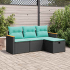 Loungeset 4-delig poly rattan zwart