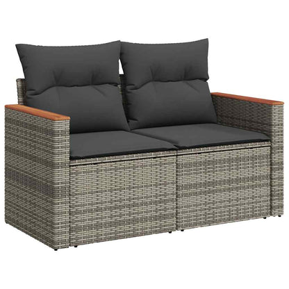 4-delige Loungeset met kussens poly rattan grijs