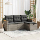 4-delige Loungeset met kussens poly rattan grijs