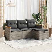 Loungeset 4-delig poly rattan grijs