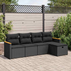 5-Piece Loungeset with Cushions Poly Rattan Black