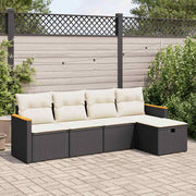 Loungeset 5-delig poly rattan zwart