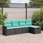 5-Piece Loungeset with Cushions Poly Rattan Black