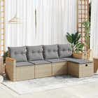 Loungeset poly rattan 5-delig beige