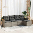 5-piece Loungeset with cushions poly rattan grey