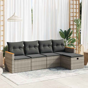 Loungeset 5-delig poly rattan grijs