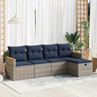 Loungeset 5-delig poly rattan grijs