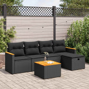 Loungeset 6-delig poly rattan zwart