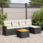 6-piece Lounge Set with Cushions Poly Rattan Black