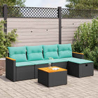 6-piece Lounge Set with Cushions Poly Rattan Black