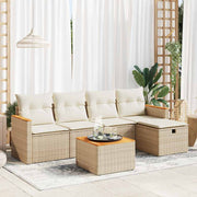 Loungeset 6-delig poly rattan beige