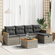 Loungeset 6-delig poly rattan grijs