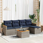 6-piece Lounge Set with Cushions Poly Rattan Grey