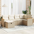 6-piece Lounge Set with cushions poly rattan beige