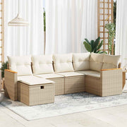 Loungeset poly rattan 6-delig beige