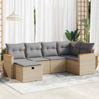 6-piece Lounge Set with cushions poly rattan beige