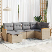 6-piece Lounge Set with cushions poly rattan beige