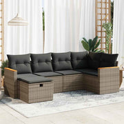Loungeset 6-delig poly rattan grijs
