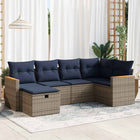 6-piece Lounge Set with Cushions Poly Rattan Grey