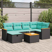 Loungeset 7-delig poly rattan zwart