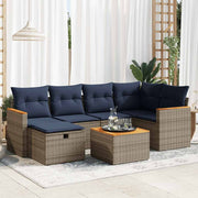 Loungeset 7-delig poly rattan grijs
