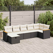 Loungeset 7-delig poly rattan zwart