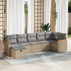 7-delige Loungeset met kussens poly rattan beige