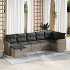 7-delige Loungeset met kussens poly rattan grijs