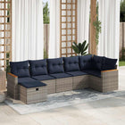 7-piece Lounge Set with Cushions poly rattan grey