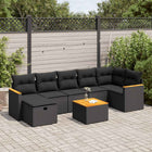 8-delige Loungeset met kussens poly rattan zwart