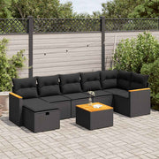 Loungeset 8-delig poly rattan zwart
