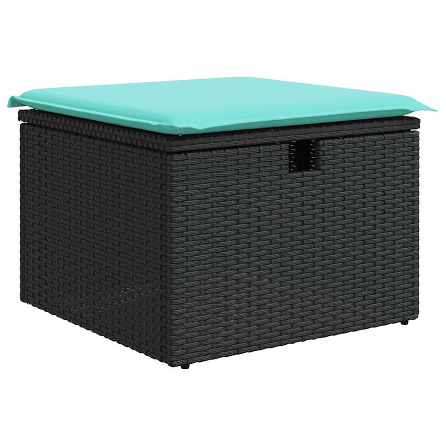 8-delige Loungeset met kussens poly rattan zwart